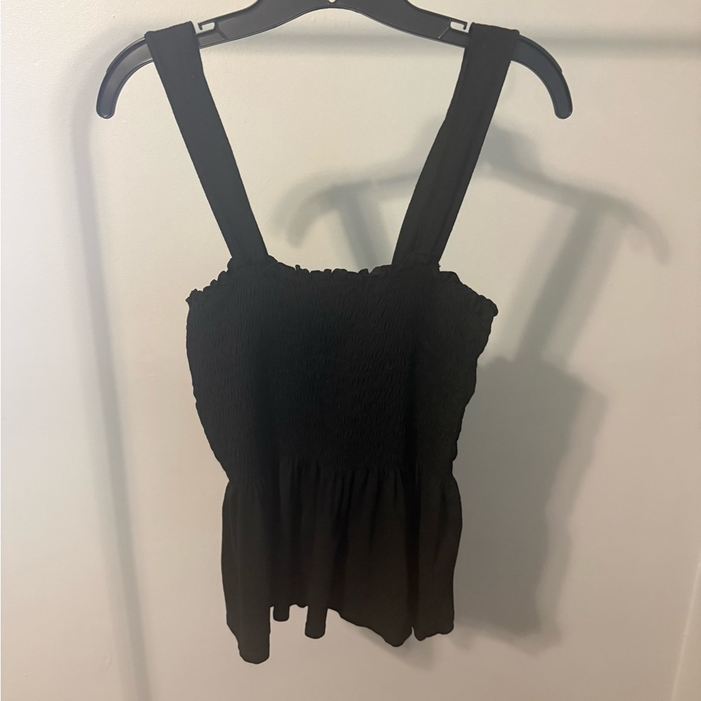 T.LA Black Smocked Peplum Tank Top, size small
